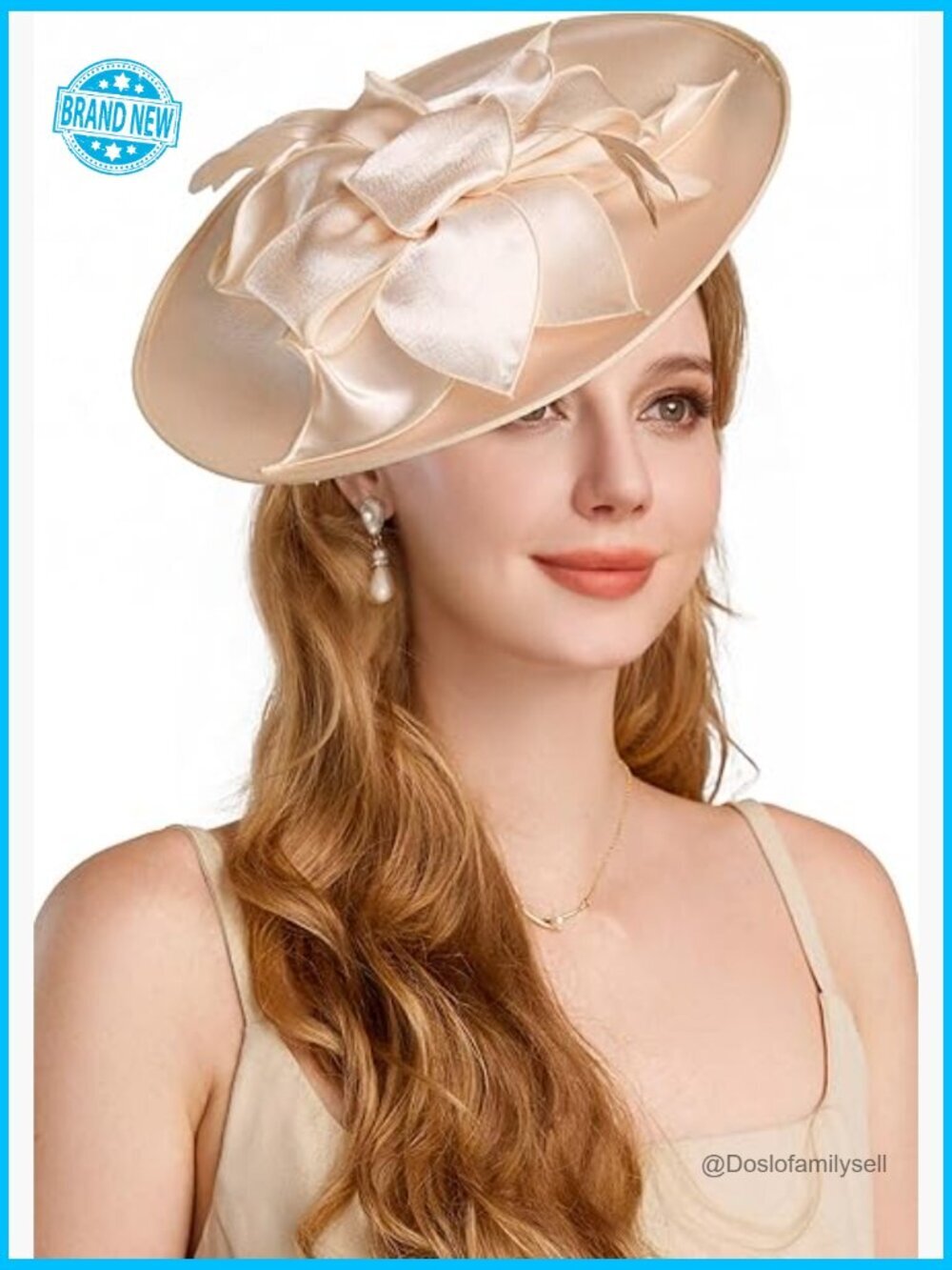 Wide Brim Fascinator Hat Headband with Flower Feathers Derby Tea Party Wedding